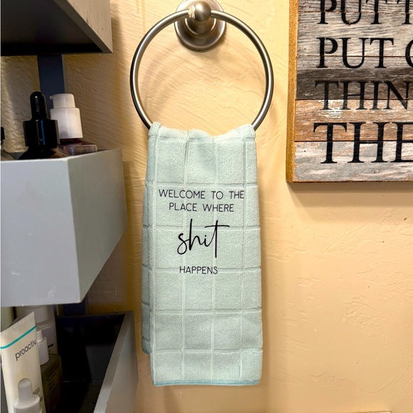 Custom Funny Bathroom Hand Towels Light Green Set of 2