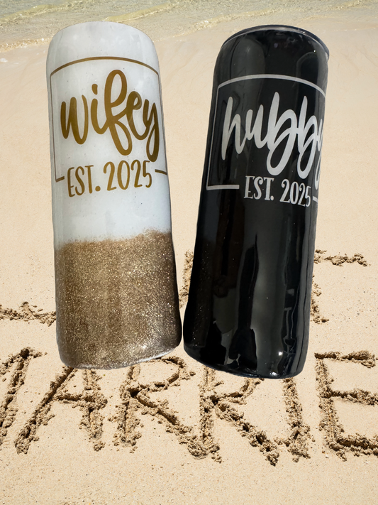 Custom Tumbler | Wifey Hubby Couples Tumbler | Wedding Tumbler | Bachelor & Bachelorette | Matching Couples Cups